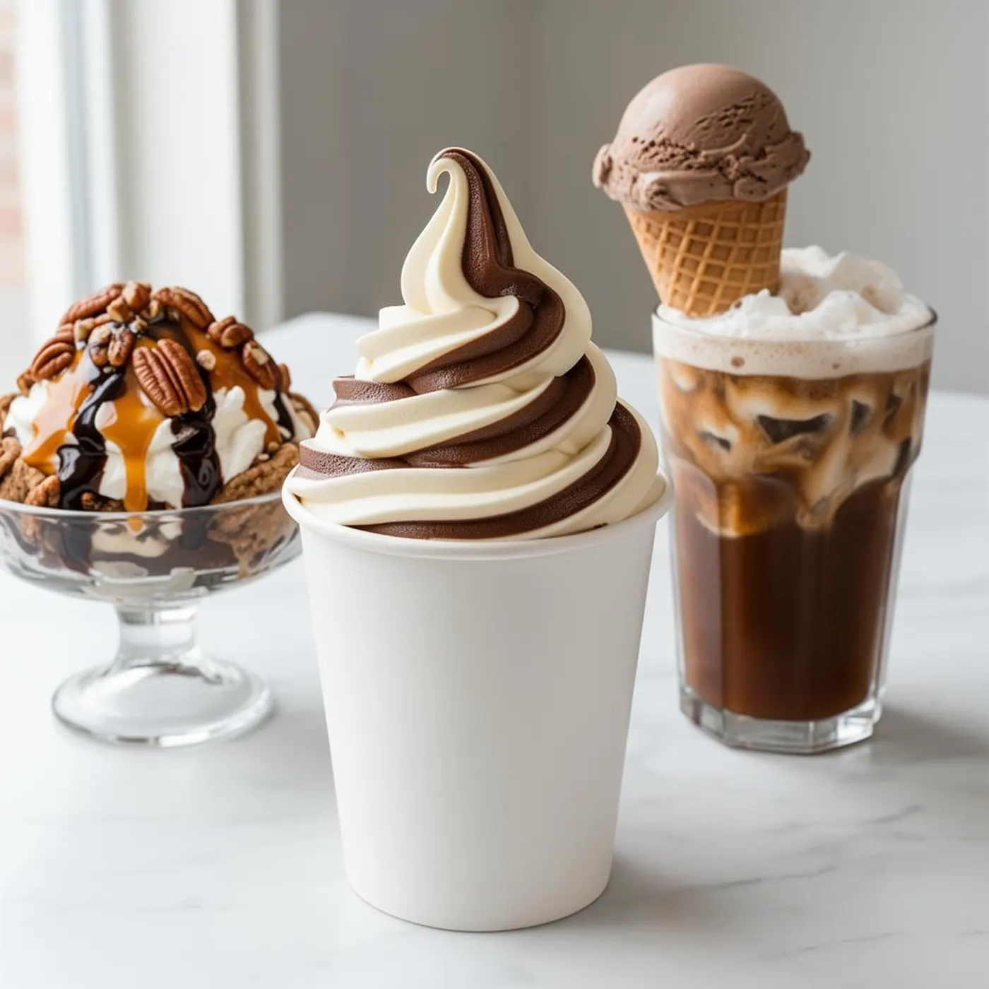 Culver's frozen custard treats — concrete mixer, sundae and float